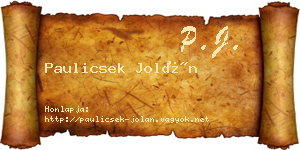 Paulicsek Jolán névjegykártya