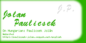 jolan paulicsek business card