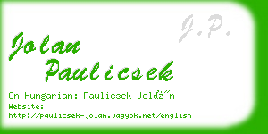 jolan paulicsek business card